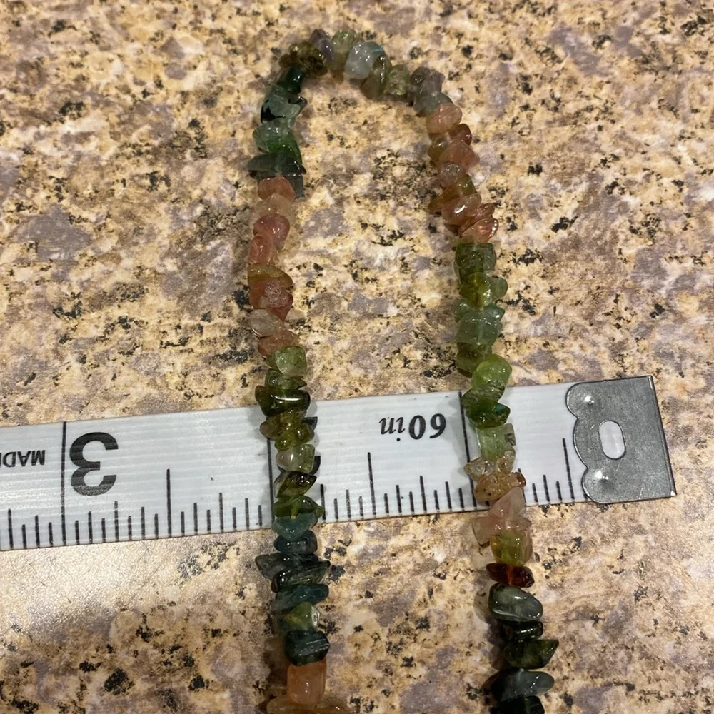 2 Vintage Tourmaline (?) Necklaces Multicolored Pink Green Watermelon Colors - Picture 5 of 11